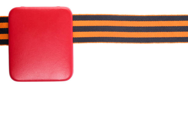 istock St. George ribbon with on a white background and a red box 669792434