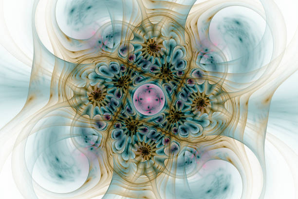 istock Fractal art background for creative design. Abstract fractal. Decoration for wallpaper desktop, poster, cover booklet, card. Psychedelic. Print for clothes, t-shirt. 669793088