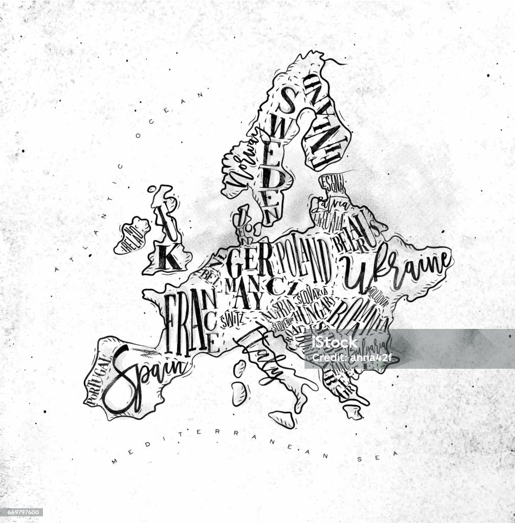 Karte Europa-Jahrgang - Lizenzfrei Europa - Kontinent Vektorgrafik