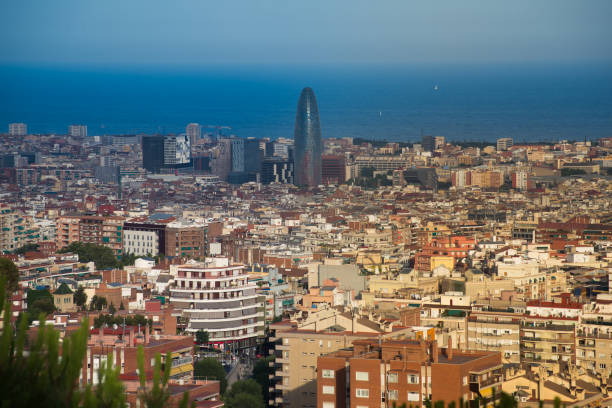 istock Barcelona skyline, Aerial view 669824960