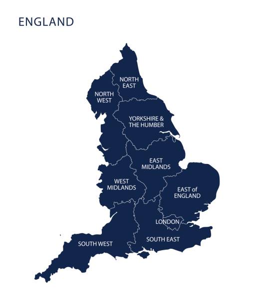 mapa anglii z powiatów uk - uk map regions england stock illustrations