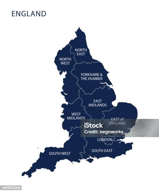 Map Of England With Counties Uk Stock Illustration - Download Image Now - Map, England, UK