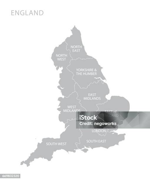 Ilustración de Mapa De Inglaterra Con Condados Uk y más Vectores Libres de Derechos de Inglaterra - Inglaterra, Mapa, Este