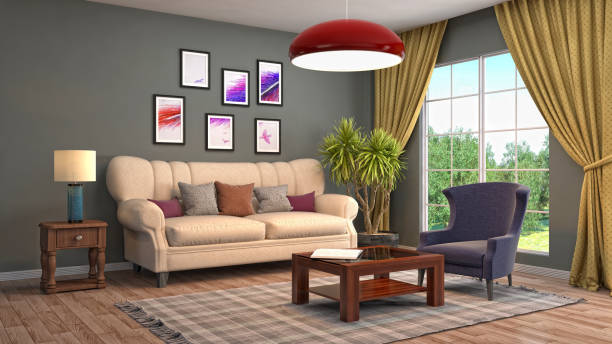 istock Interior living room. 3d illustration 669835344