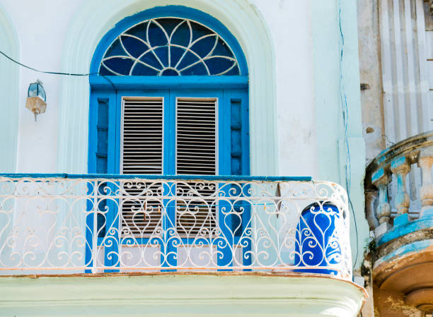 Facade of a old building in the heart of Old Havana. Havana's colonial architecture