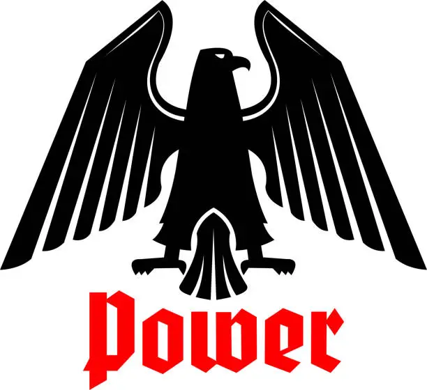 Vector illustration of Eagle icon, heraldic bird vector power symbol