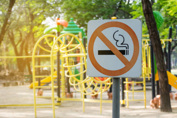 istock no smoking metal sign in the park. 669839290