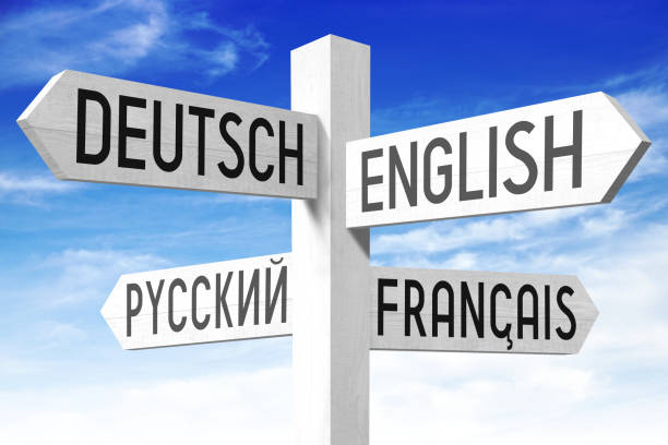istock Languages concept - wooden signpost 669847176