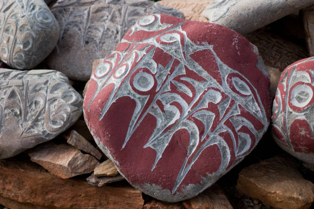 istock Stone with tibetian mantras Tibet sanscrit 669847238