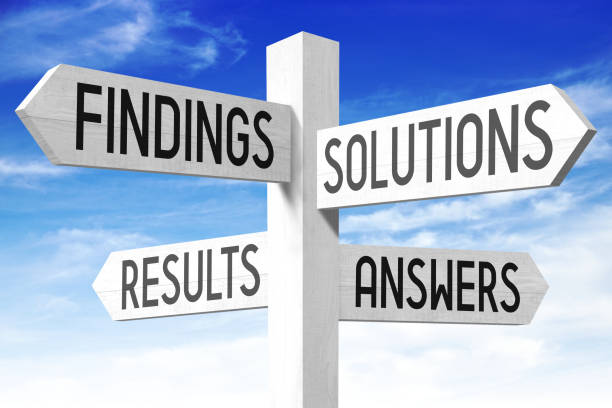 istock Solutions concept - wooden signpost 669849774