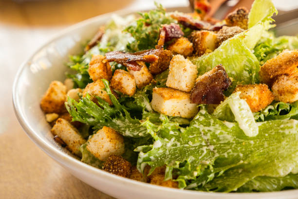 Bowl of Caesar Salad, closeup