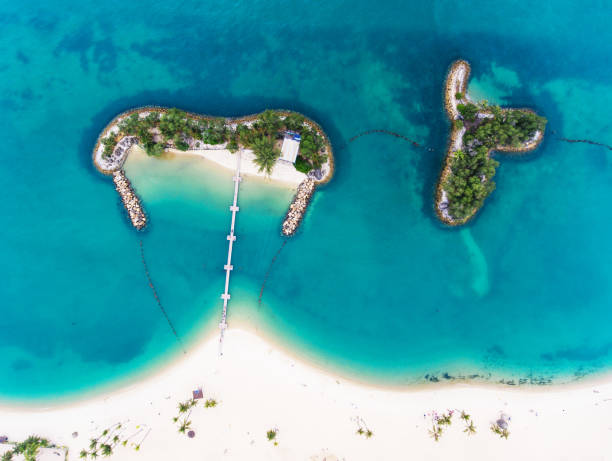 Sentosa Island Beach aerial view
