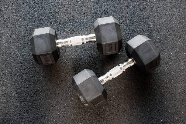 istock Pair of heavy metal dumbbells 669872478