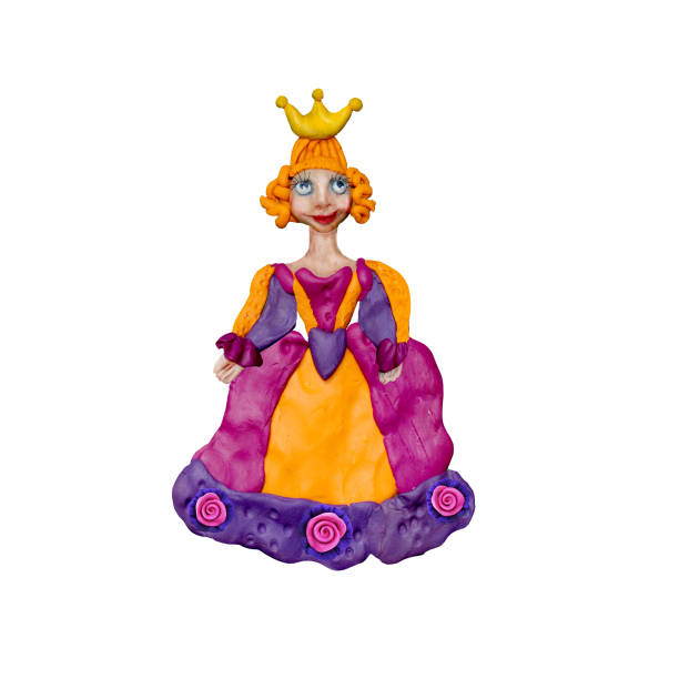Plasticine  princess 3D rendering  sculpture isolated on white
