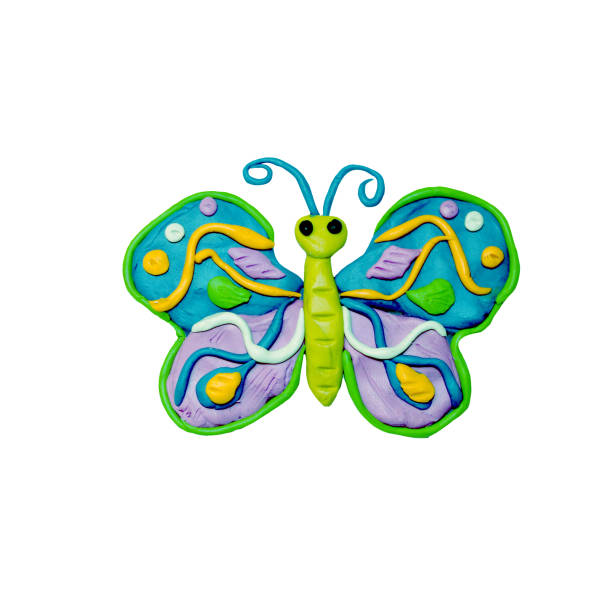 istock Plasticine  butterfly 3D rendering  sculpture isolated on white 669884444