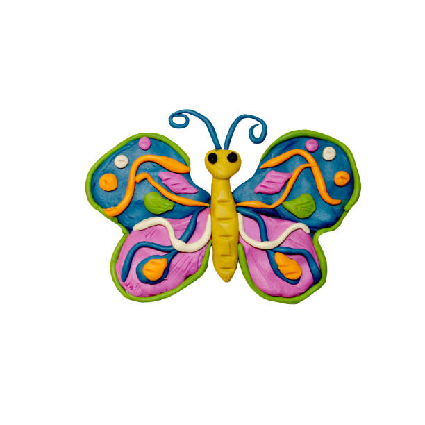 istock Plasticine  butterfly 3D rendering  sculpture isolated on white 669884448