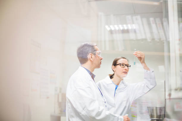 istock Scientists examining chemical in test tube 669895996
