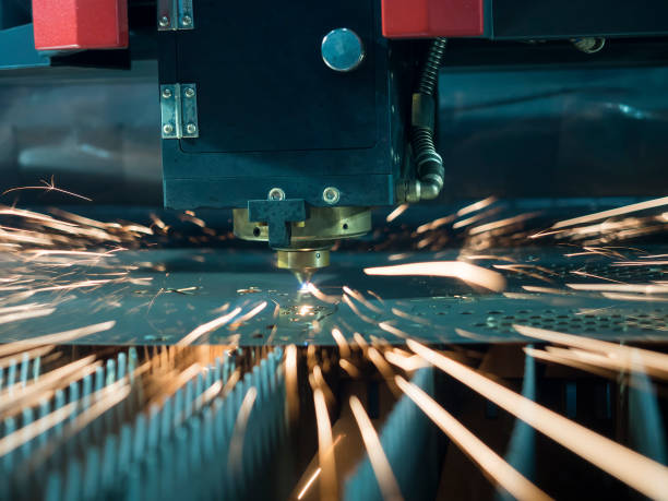 istock Precision CNC Laser cutting metal sheet 669908022