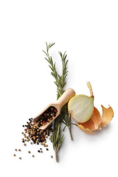 istock Ingredients: Pepper, Onion and Rosemary Isolated on White Background 669911390