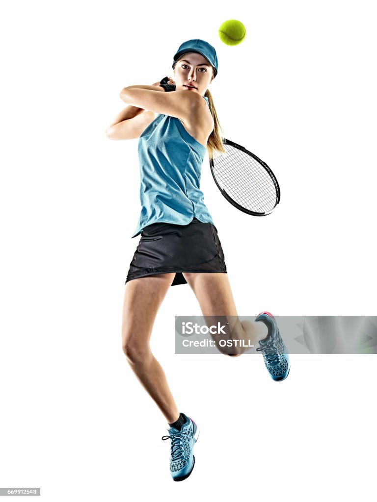 silueta aislado de tenis mujer - Foto de stock de Tenis libre de derechos