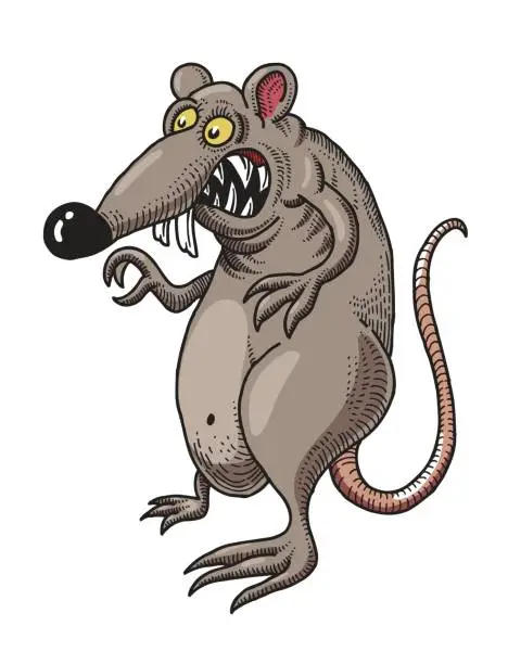 Vector illustration of Cartoon image of evil rat