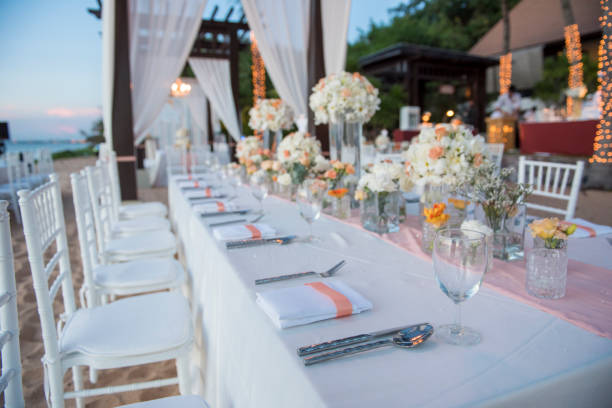 istock wedding The elegant dinner table on the beach 669926212