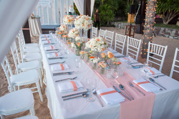 istock wedding The elegant dinner table on the beach 669927826