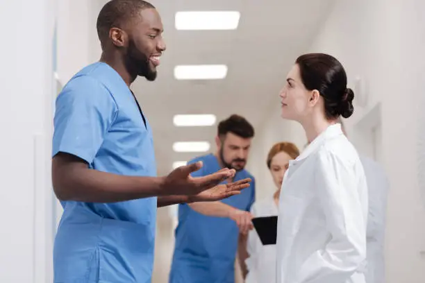 Photo of Involved practitioners sharing opinions in the hospital