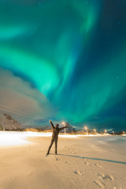 Northern Lights of Lofoten stock photo