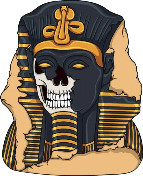 Vector illustration of Ancient pharaoh statue of a skull
