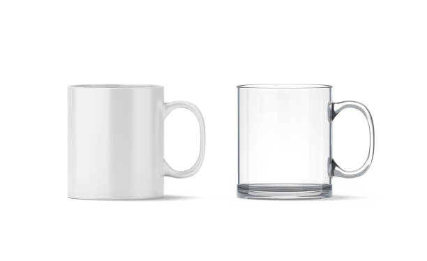 istock Blank white and transparent glass mug mockup isolated 669955494