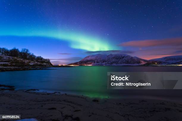 Northern Lights Of Norway Stock Photo - Download Image Now - Aurora Borealis, Norway, Aurora Polaris
