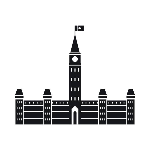 ilustraciones, imágenes clip art, dibujos animados e iconos de stock de edificios del parlamento, en estilo simple icono de ottawa - edificio del parlamento
