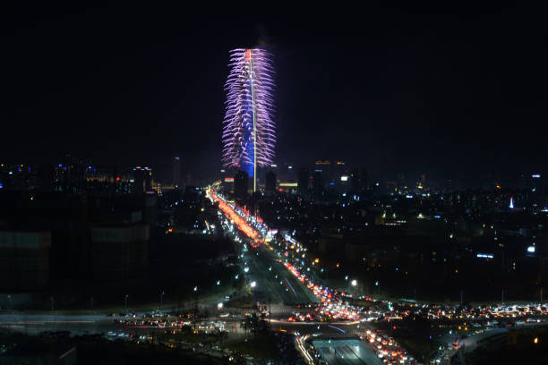 istock Lotte Tower Building Fireworks display show in Seoul, Korea 669962068