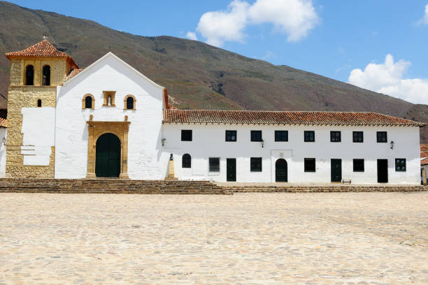Colombia, Villa de Leyva is a touristic colonial town and municipality, in the Ricaurte Province, part of the Boyacá department of Colombia. Parish church on the plaza central