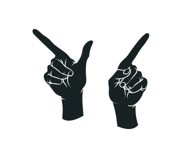 ilustraciones, imágenes clip art, dibujos animados e iconos de stock de gesto. señal de dirección. dos manos femeninas con índice hasta que curso. vector. - peace sign counting child human finger