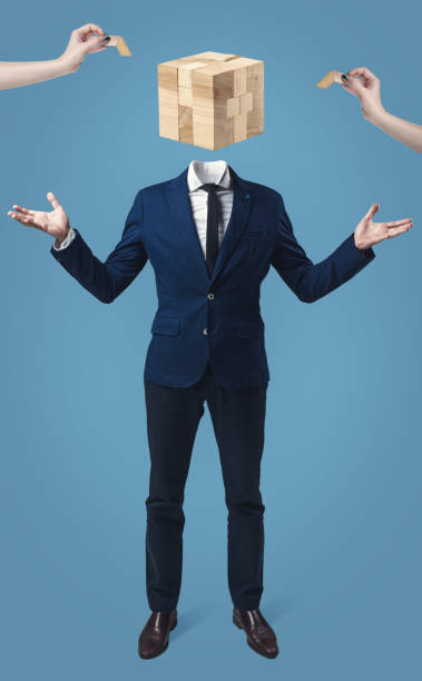 istock Businessman with Game Cube box instead of head 669979114