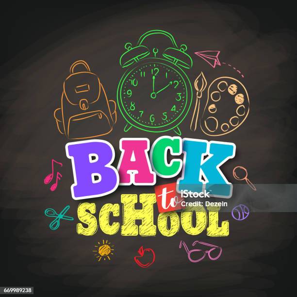 Back To School Vector Design With Colorful Texts And Education Stock Illustration - Download Image Now