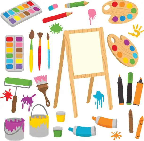 Vector illustration of set of isolated drawing tools