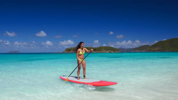 istock young attractive woman on paddleboard 669996554