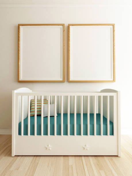 Poster Mockup Baby Room Interior stock photo