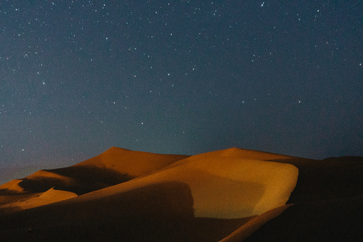 Dunes of Desert at night  in Morocco