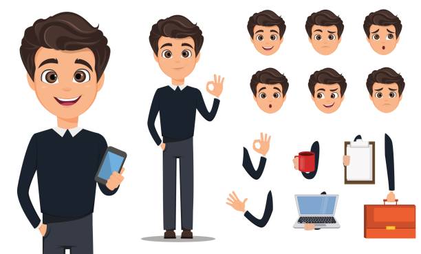 Business Man Cartoon Character Creation Set Young Handsome Smiling  Businessman In Smart Casual Build Your Personal Design Stock Vector Stock  Illustration - Download Image Now - iStock