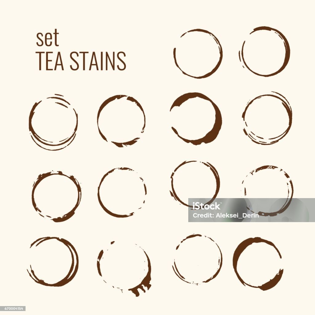 Set of isolated tea stains Set of isolated tea stains. The traced splatter in the background. Vector illustration. Ring - Jewelry stock vector