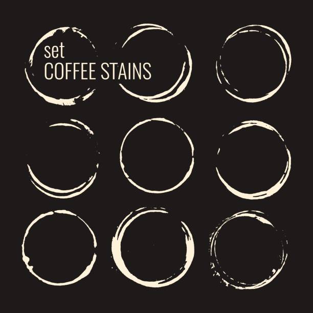 illustrations, cliparts, dessins animés et icônes de ensemble de taches de café isolé - tea stain