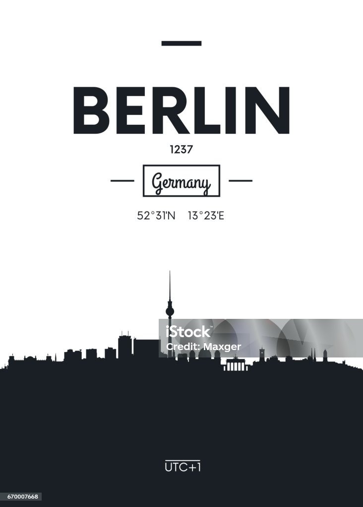 Poster city skyline Berlin, vector illustration Poster city skyline Berlin, Flat style vector illustration Berlin stock vector