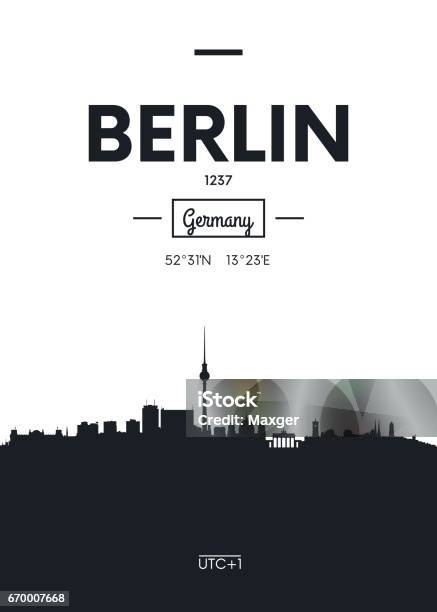 Poster City Skyline Berlin Vector Illustration Stock Illustration - Download Image Now - Berlin, Map, Illustration