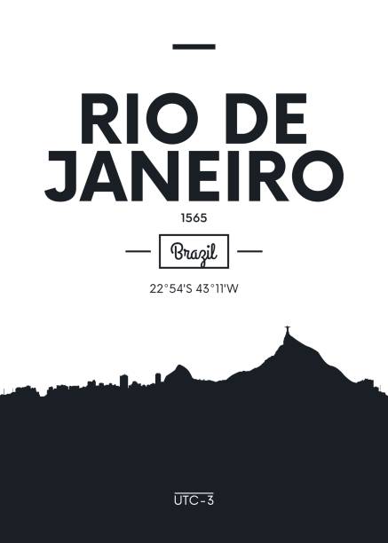 плакат города горизонт рио-де- - rio de janeiro panoramic skyline scenics stock illustrations