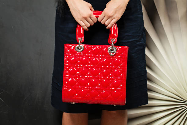istock Hand Bag. Woman with Red Handbag on Background 670008944