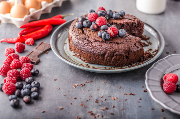 istock Brownies cake with chilli and berrries 670015664